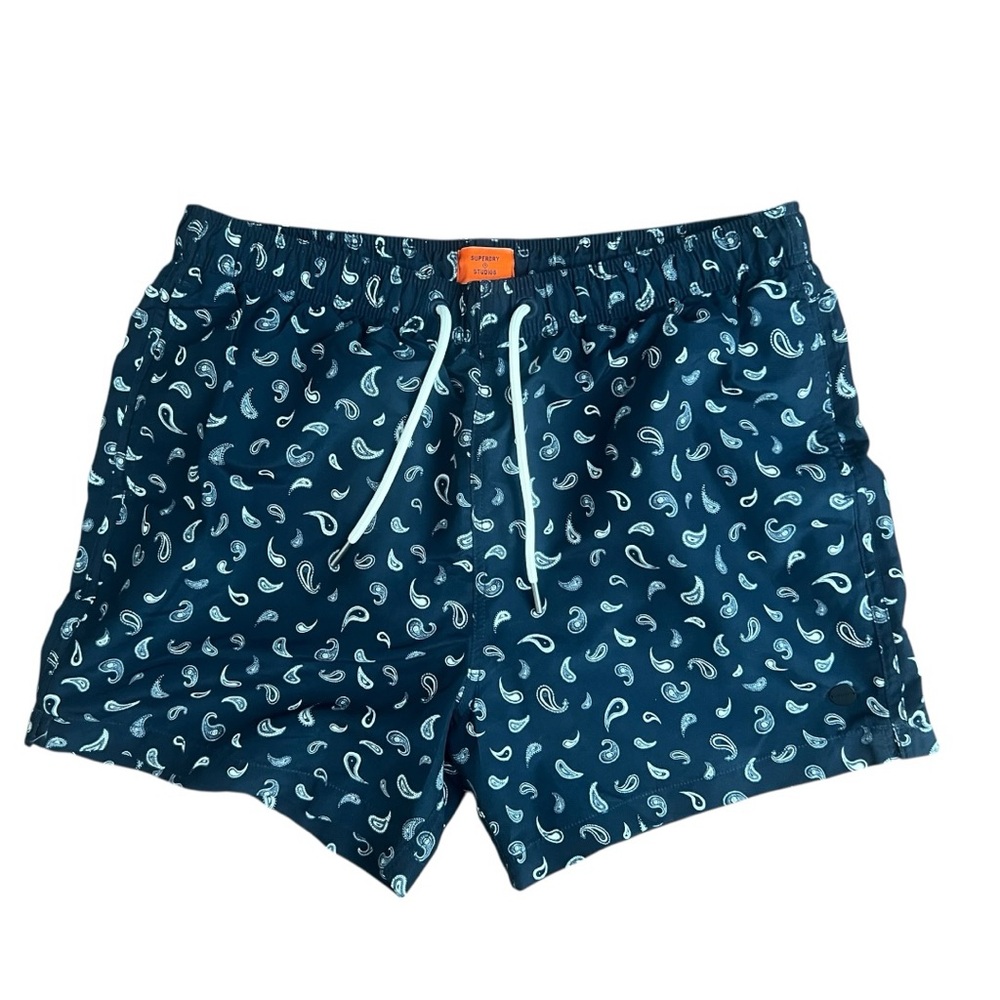 🩳 Superdry Studios‎ Men’s Paisley Swim Shorts — Navy  Medium